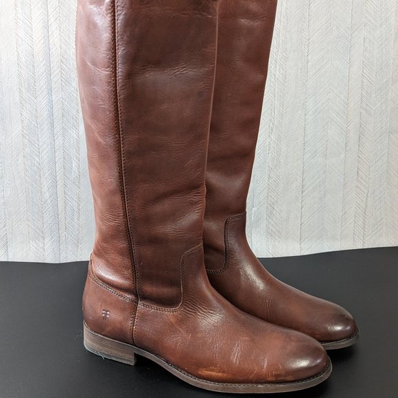 Frye Shoes - Women's Frye Melissa Button 2 Brown Tall Leather Boots Size 8.5 B